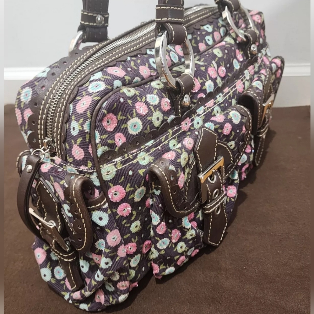 Isabella Fiore Floral With Sequined Accent Shoulder Bag - Picture 3 of 8